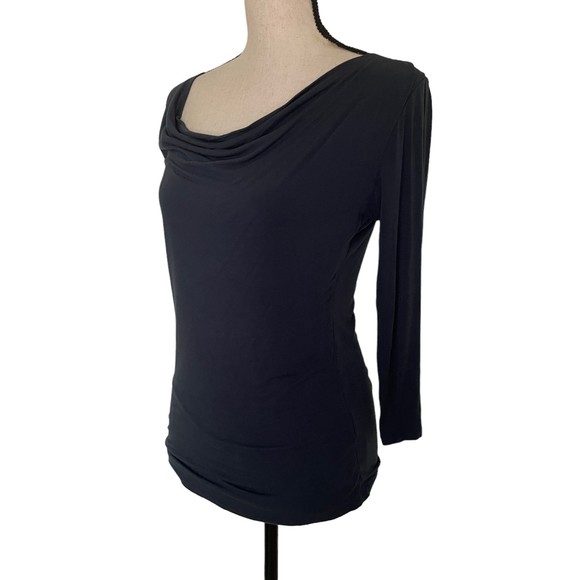MAJESTIC PARIS NEIMAN MARCUS EXTRAFINE SUPERWASHED COWL NECK 3/4 SLEEVE TOP 3 L - Picture 3 of 7